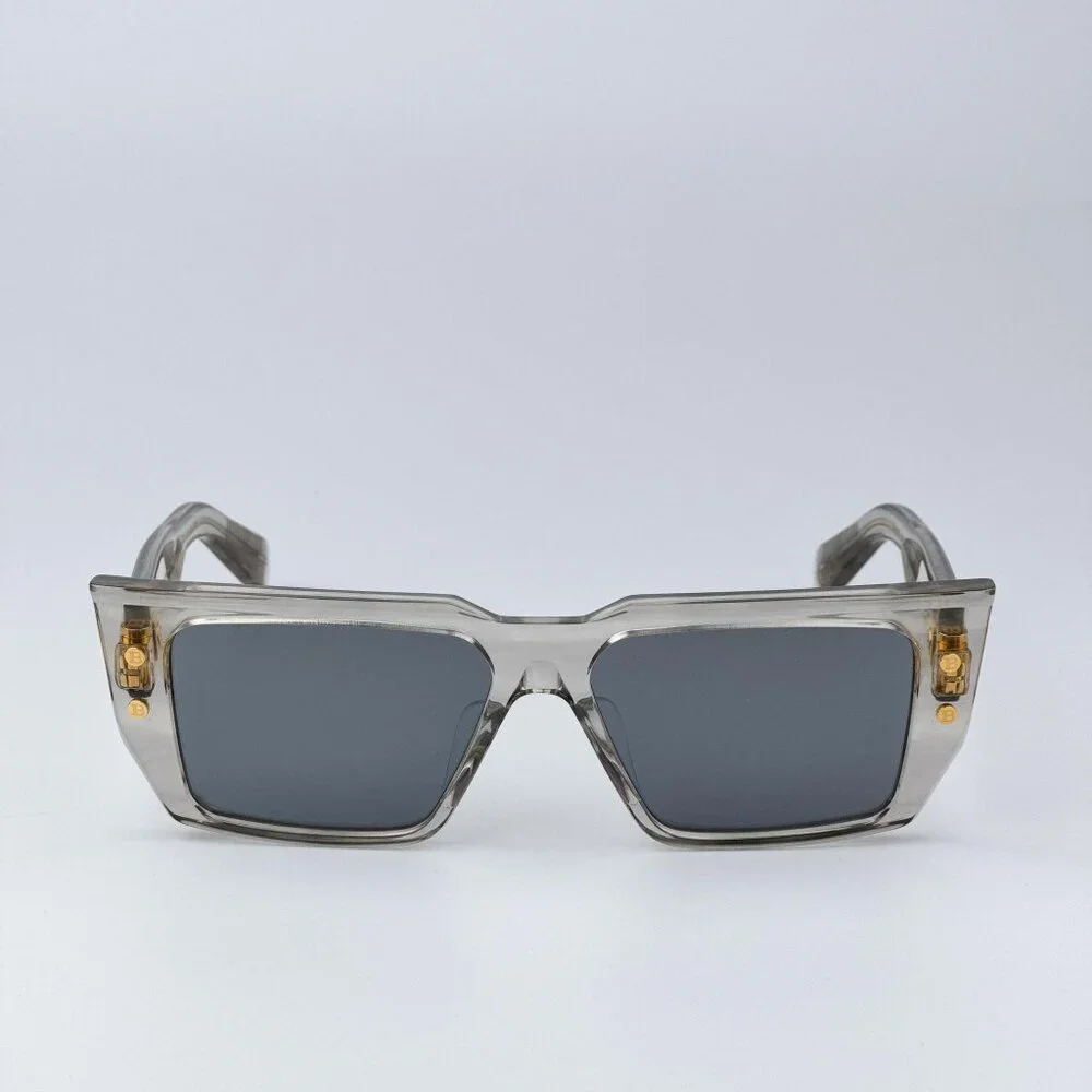 Balmain B-VI BPS-121B-54 Men BRAND NEW Sunglasses Titanium Gold Grey Cat Eye
